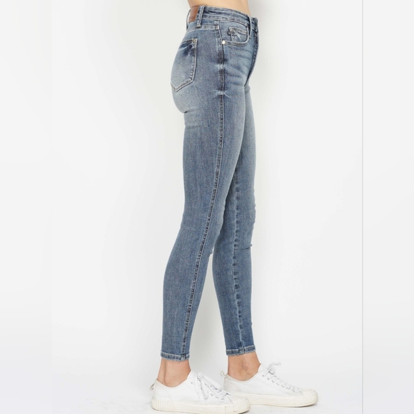 Skinny Judy Blue High-Rise Tummy Control Stretch Denim Jeans Slim Ankle Pants - Picture 4 of 15